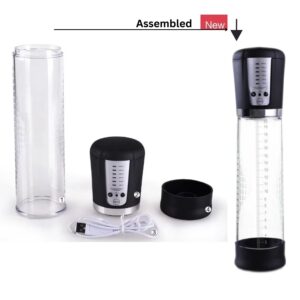 USB rechargeable pump with glass transparent cylinder and constriction ring for Male